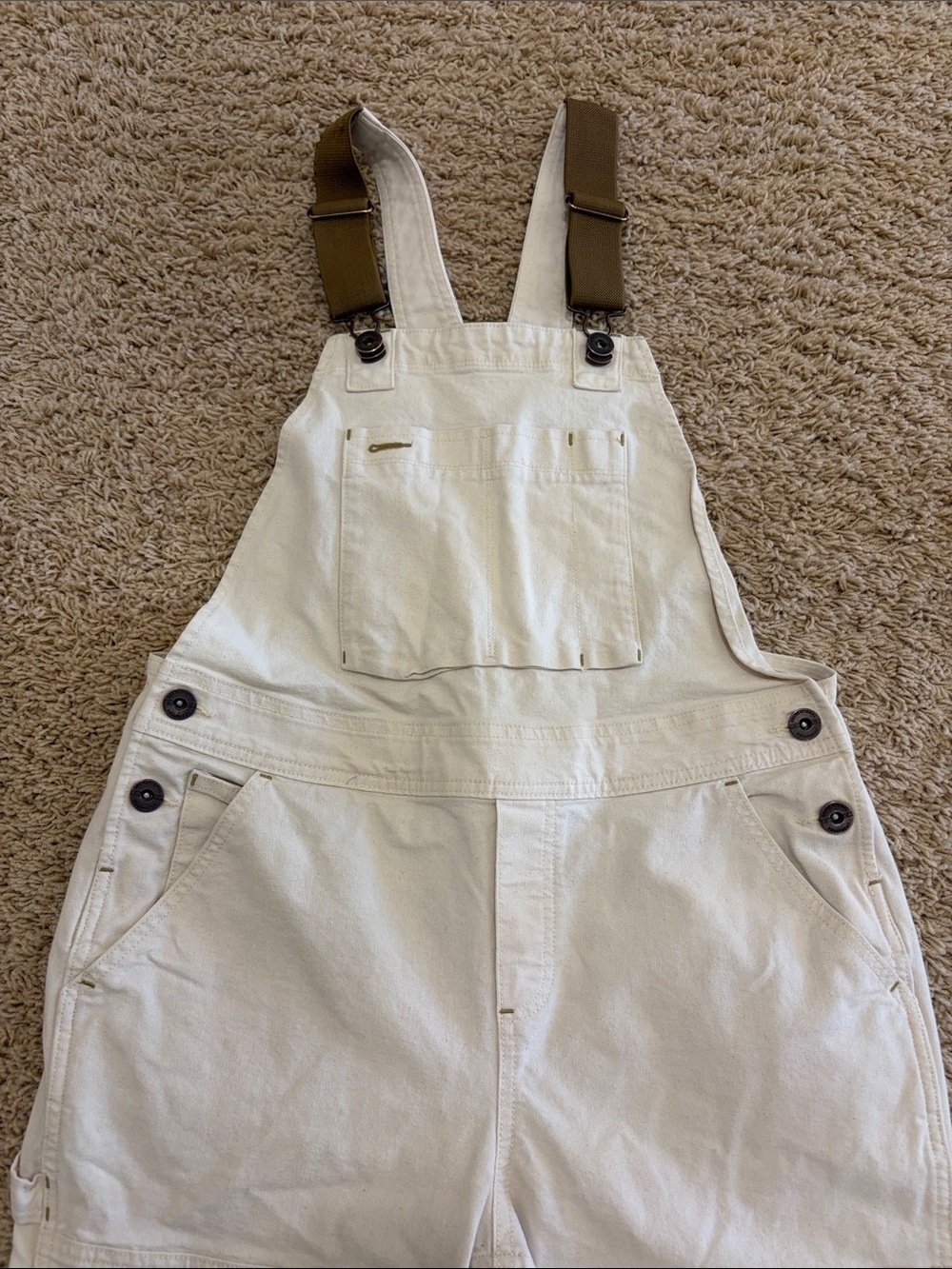 EUC REI Cooperative Trailsmith Cream Utility Painters Overalls, Womens 6 - Picture 2 of 14